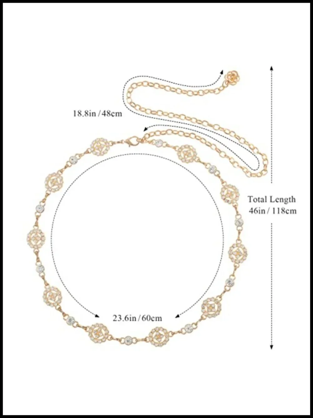 Rhinestone Gold Silver Chain Belt for Dresses - Adjustable Waist Chain Belt